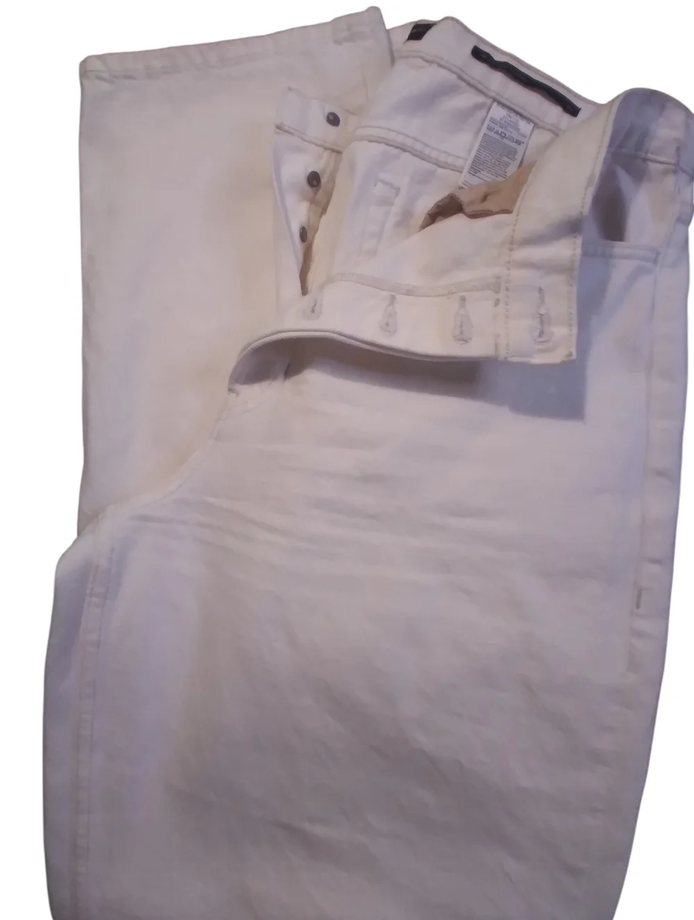 Banana Republic Mens Button Fly Cream Premium Mid Rise Loose Stovepipe Jean